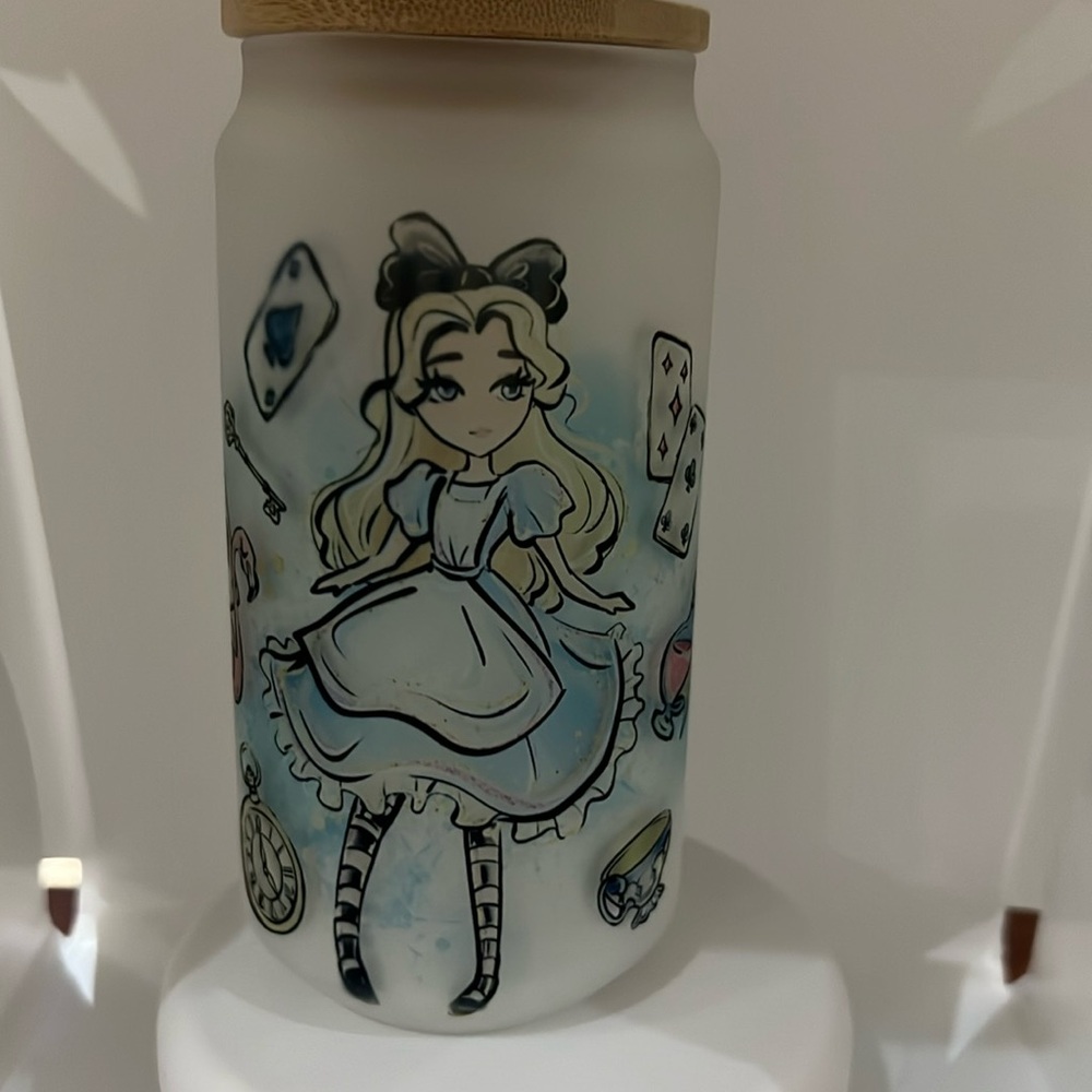 Alice in wonder land sublimation frosted beer can glass
